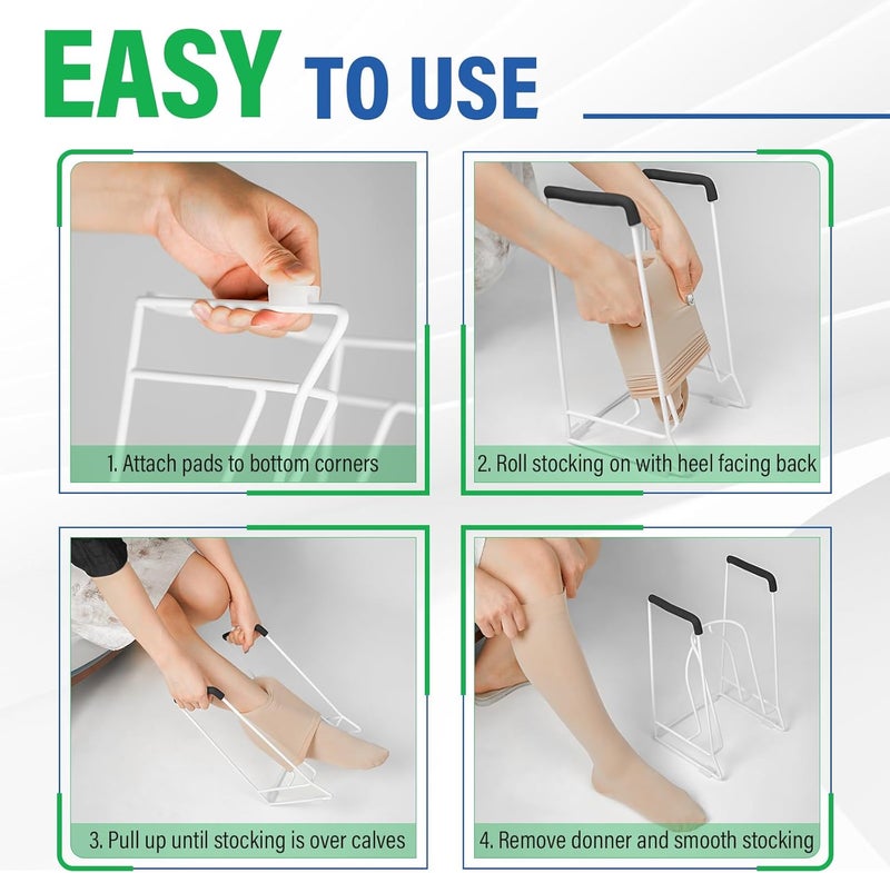 Hiumtree Stocking Donner – Compression Sock Aid for Seniors, Adaptive Dressing Helper for Putting on Socks, Medium Calf Tool (<18") Fits JOBST, SB SOX, CHARMKING - Image 3